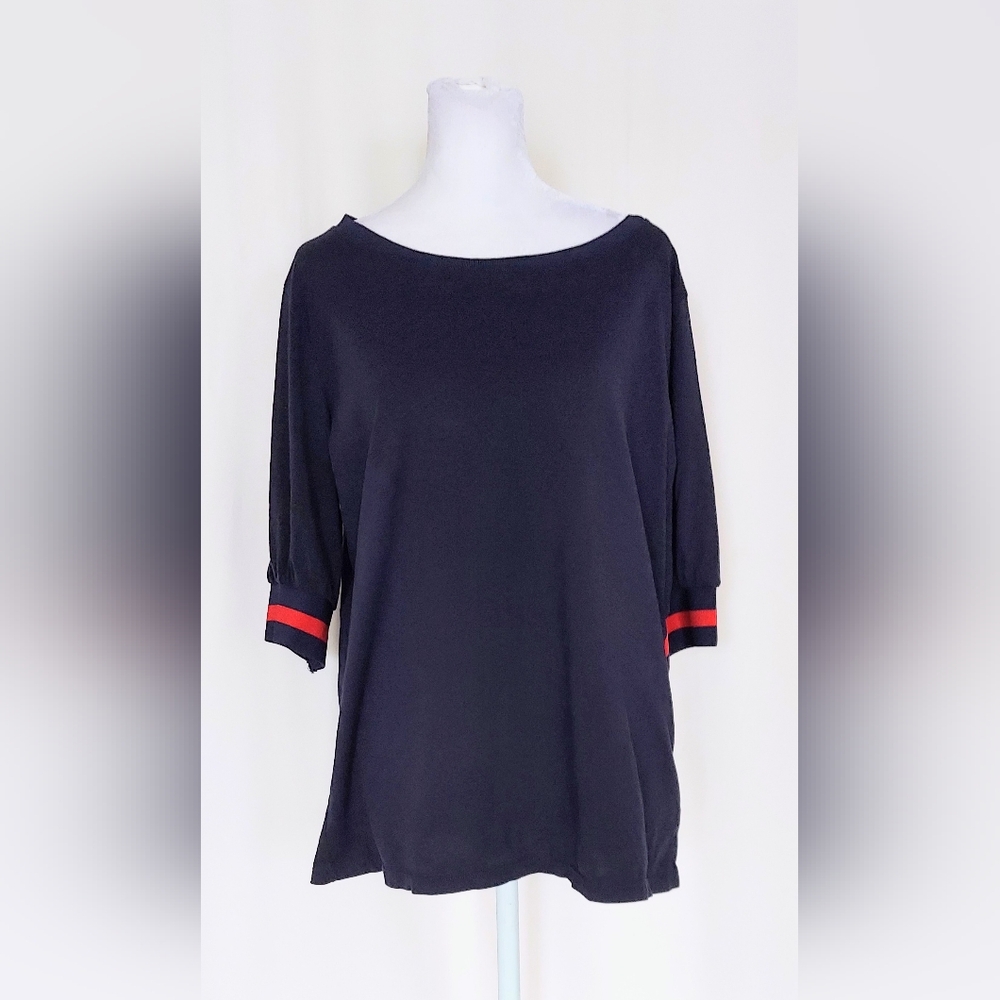 Lauren Ralph Lauren Puff Sleeve Top Shirt Blue Size XL 100% Cotton